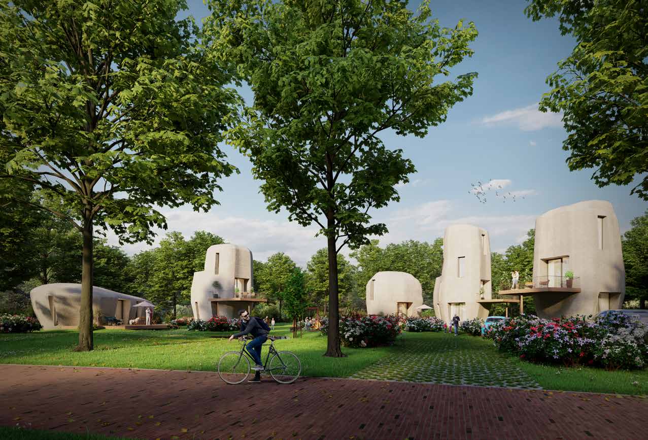 Le projet Milestone, qui prévoit la construction de 5 maisons-galets à Eindhoven (Pays-Bas), se présente comme le premier programme immobilier pour particuliers au monde entièrement basé sur l’impression 3D.
