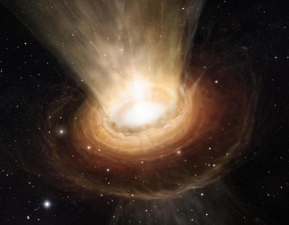 Vue d'artiste des abords du trou noir supermassif dans NGC 3783