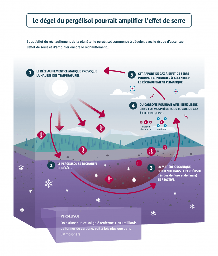 Infographie pergélisol et effet de serre