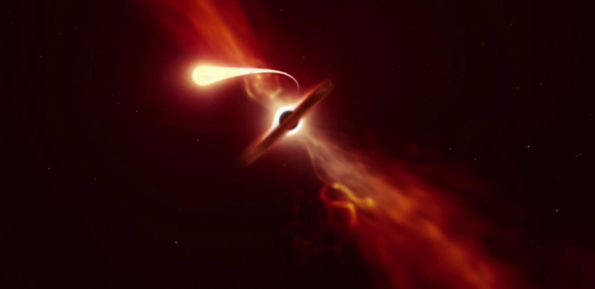 Un spaghetti stellaire aspiré par un trou noir