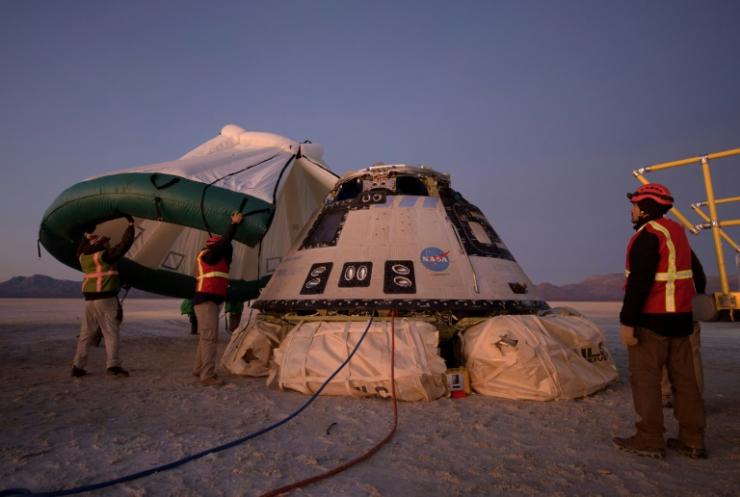 La capsule Starliner sur la base militaire de White Sands au Nouveau-Mexique le 22 décembre 2019 © NASA/AFP