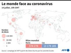 La progression de l'épidémie de coronavirus dans le monde © AFP Simon MALFATTO