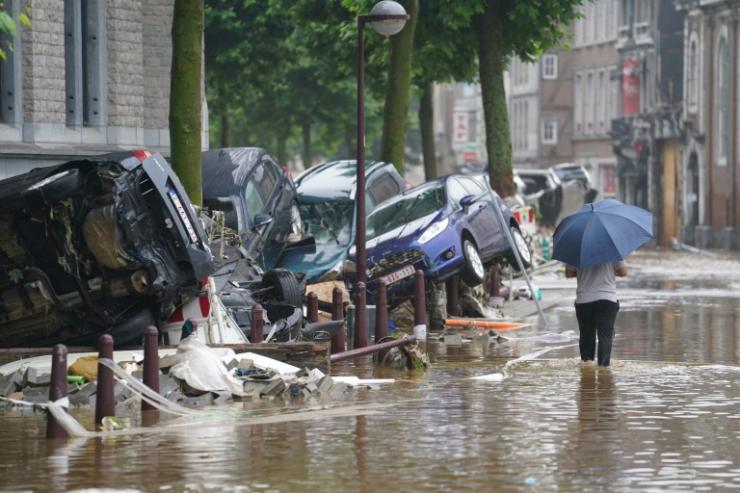 Inondations à Verviers, en Belgique, le 15 juillet 2021 © BELGA/AFP/Archives Anthony Dehez