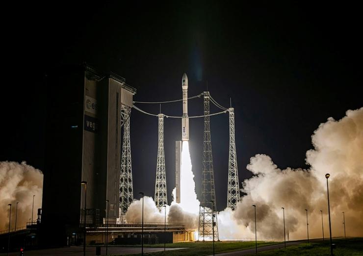 La fusée Vega décollant de Kourou (Guyane française), photo fournie le 2 septembre 2020 par l'Agence spatiale européenne © EUROPEAN SPACE AGENCY/AFP/Archives JM GUILLON