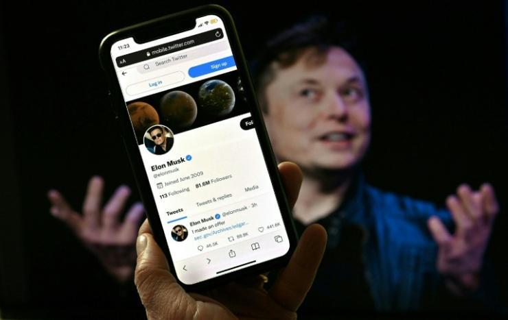 Le compte Twitter d'Elon Musk, à Washington le 14 avril 2022 © AFP/Archives Olivier DOULIERY