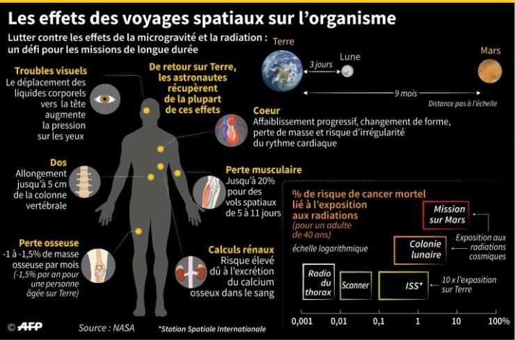 Les effets des voyages spatiaux sur l'organisme © AFP/Archives Jean Michel Cornu
