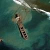 Image diffusée par Maxar Technologies le 18 août 2020 du vraquier MV Wahashio qui s'est brisé en deux au large des côtes de l'Ile Maurice © Satellite image ©2020 Maxar Technologies / AFP Handout