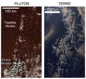 Les montagnes de Pluton enneigées de méthane