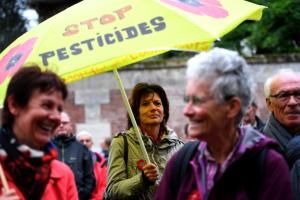 Rassemblement en soutien au maire de Langouet, poursuivi en justice pour avoir signé un arrêté anti-pesticides sur sa commune, le 14 octobre 2019 à Rennes © AFP/Archives Damien Meyer 